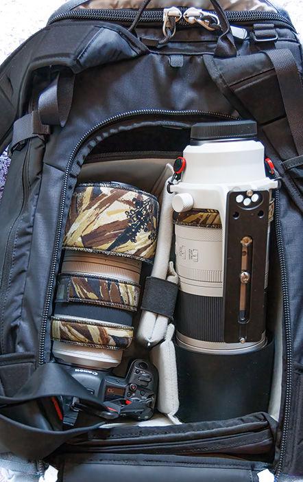 Platzproblem im F-Stop Lotus (32 Liter) mit ICU Large Pro, das RF200-800 passt leider nicht rein.Links sieht man das RF100-500 mit angesetzter Kamera Links sieht man das RF100-500 mit angesetzter Kamera 