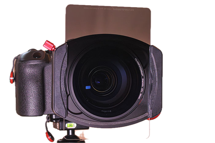 Filterhalter mit CPL-Filter und eingeschobenen Verlaufsfilter