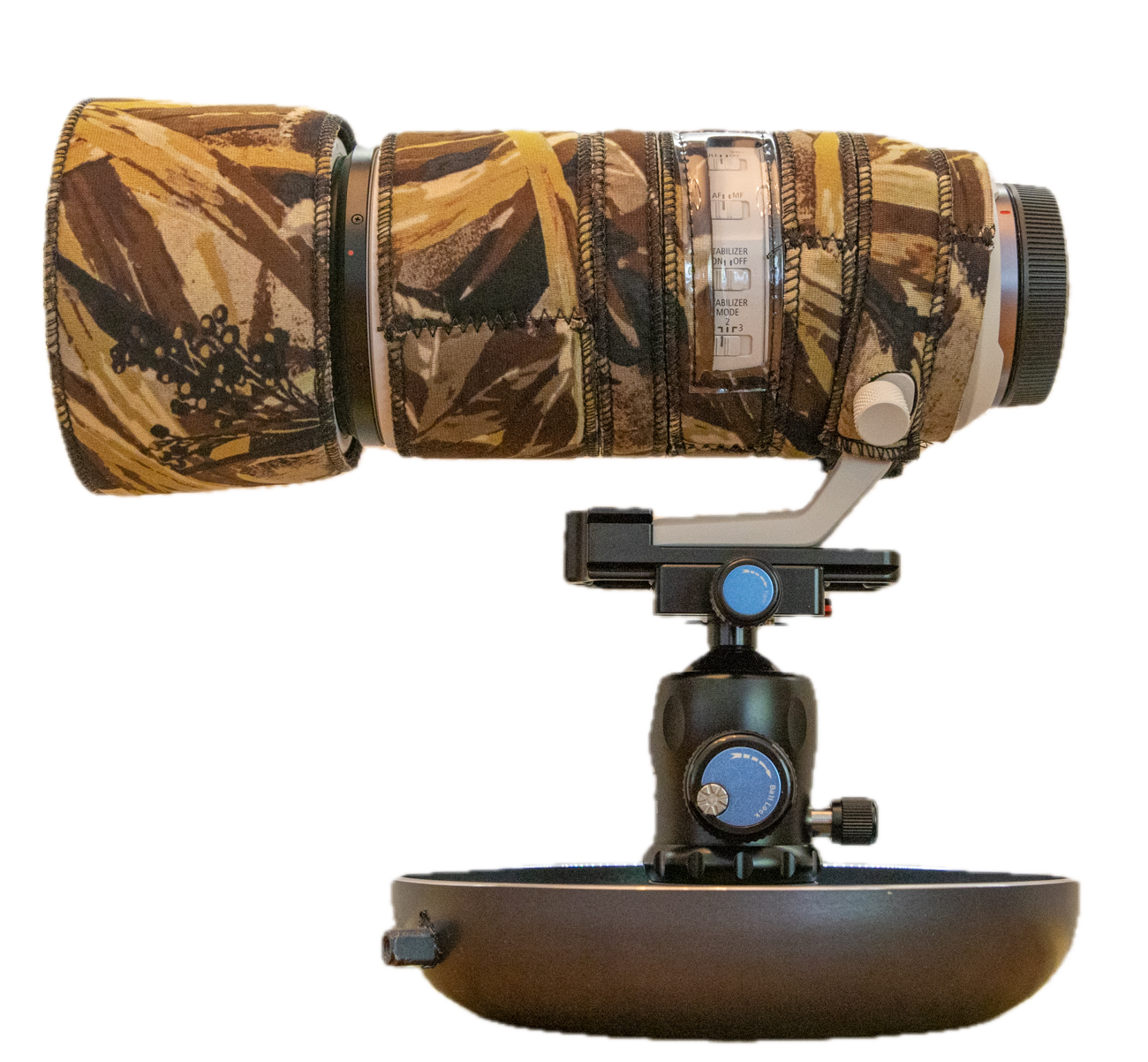 Der fertige Ground Pod mit Kugelkopf und Objektiv